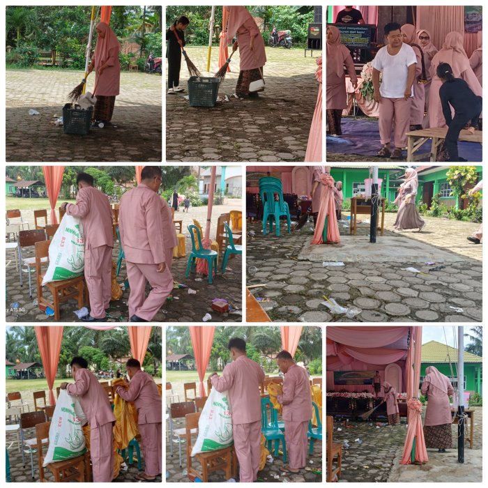 Askuri Pimpin Aksi Bersih-Bersih Usai Tasyakuran MIN 2 Muaro Jambi