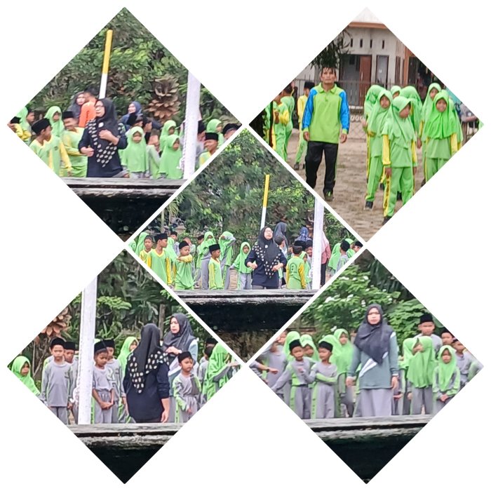 Wali Kelas Madrasah Ikut Senam NTT Bersama Siswa di Halaman Min 2 Muaro Jambi