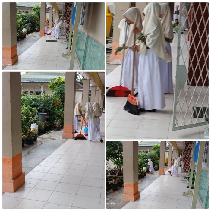 Siswa MIN 2 Muaro Jambi Gelar Piket Bersih Jelang Ujian