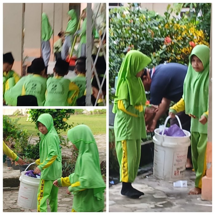 Siswa Kelas 3A MIN 2 Muaro Jambi Lakukan Aksi Bersih Madrasah