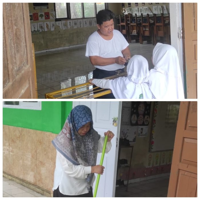Wali Kelas dan Siswa Bersihkan Ruang Kelas Pascabanjir Wali Kelas dan Siswa Bersihkan Ruang Kelas Pascabanjir
