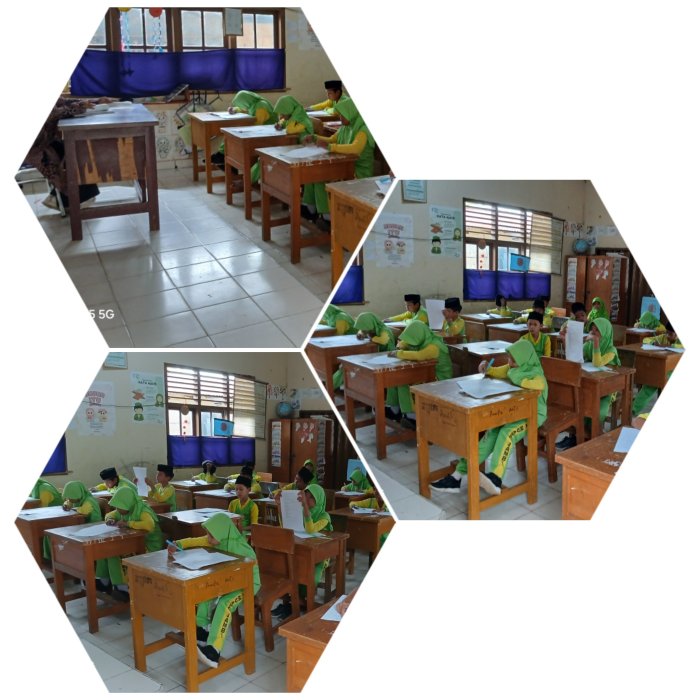 Ruslawati Awasi Ujian Kelas 5A di Madrasah Ibtidaiyah Negeri (MIN) 2 Muaro Jambi
