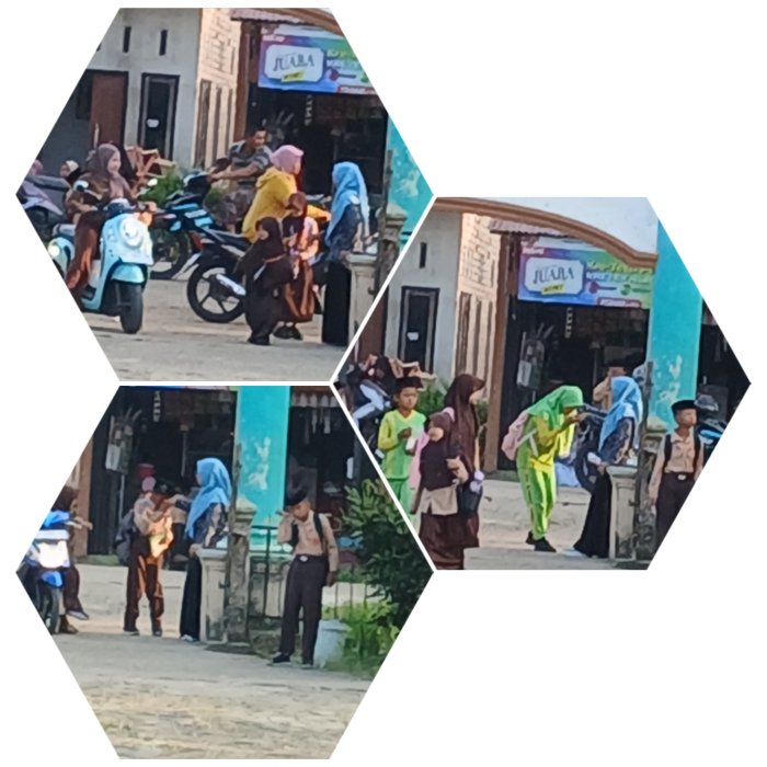 Wali Kelas 3A Gru Piket Sambut Siswa di Gerbang MIN 2 Muaro Jambi