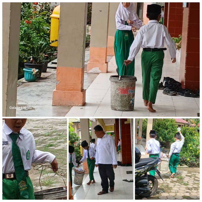 Staf MIN 2 Muaro Jambi Bimbing Siswa Kelola Sampah