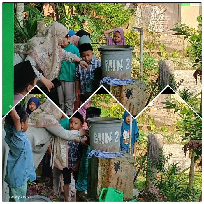 Siswa Kelas 1B Antusias Ikuti Latihan Wudu di Madrasah