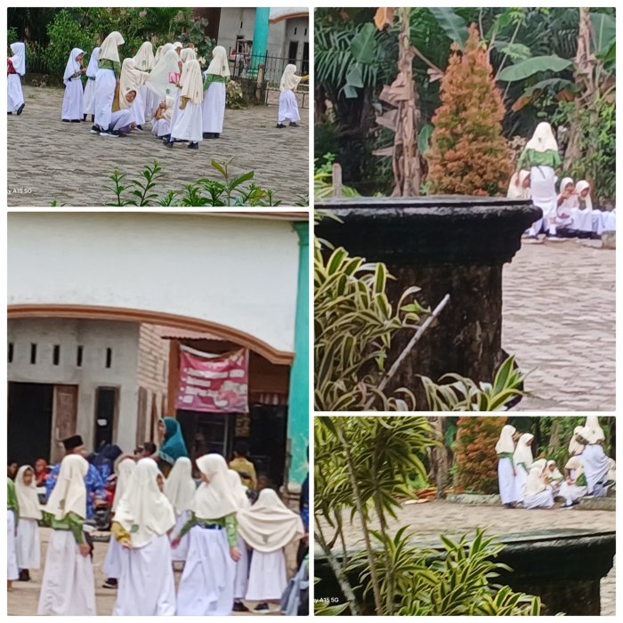 Siswa MIN 2 Muaro Jambi Bermain Jelang Upacara Bendera