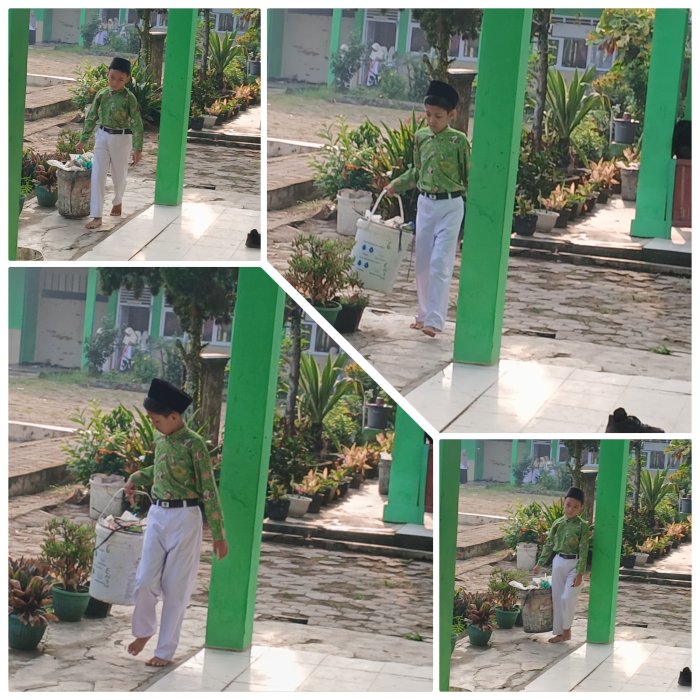 Siswa MIN 2 Muaro Jambi Gemar Bersih- bersih Buang Sampah Jelang Ujian