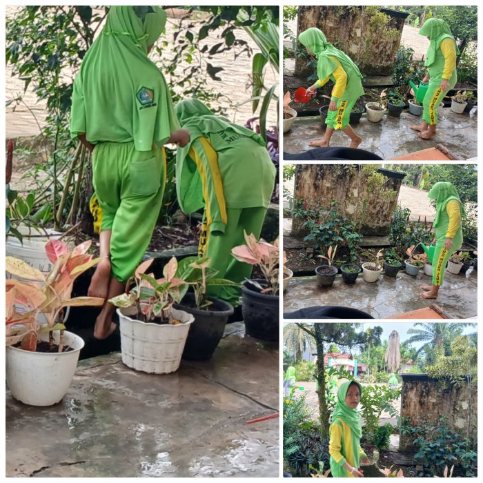 Siswa MIN 2 Muaro Jambi Lakukan Peduli Lingkungan Sekitar Madrasah