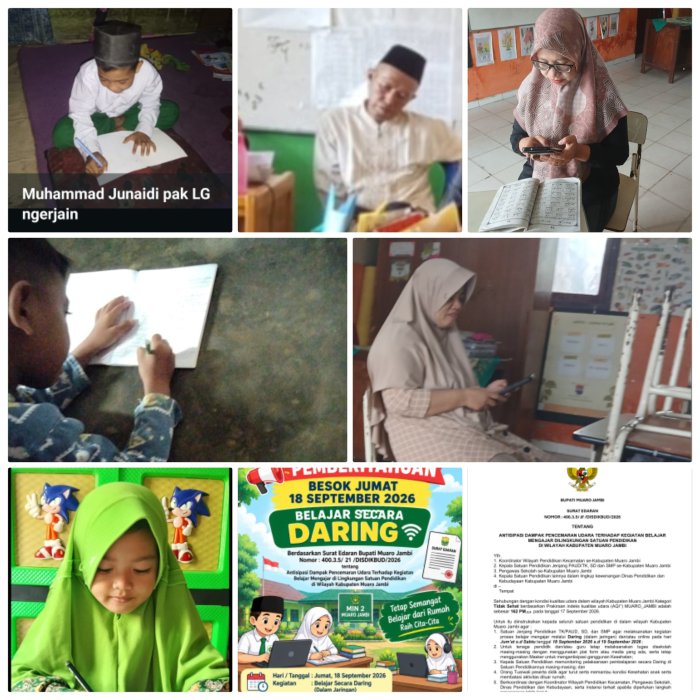 Guru Madrasah di Tarikan Tetap Mengajar Daring Saat Asap Tebal