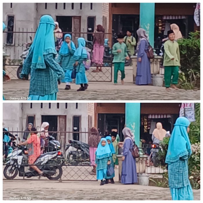 Guru Piket MIN 2 Muaro Jambi Sambut Siswa Penuh Keakraban