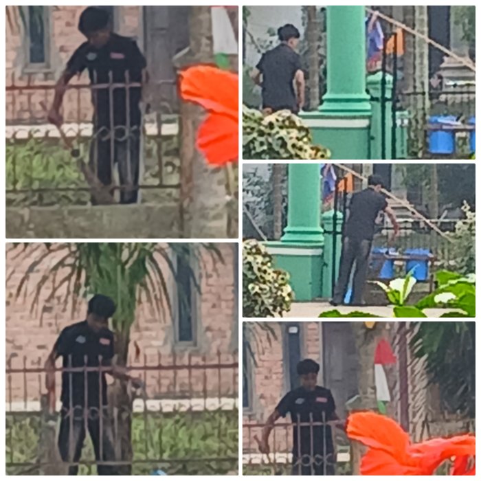 Petugas Kebersihan Jaga Gerbang MIN 2 Muaro Jambi