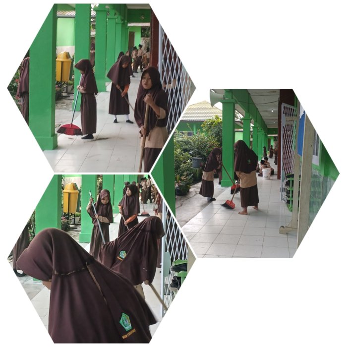 Siswa MIN 2 Muaro Jambi Lakukan Aksi Bersih Dan Nyaman Dalam Belajar