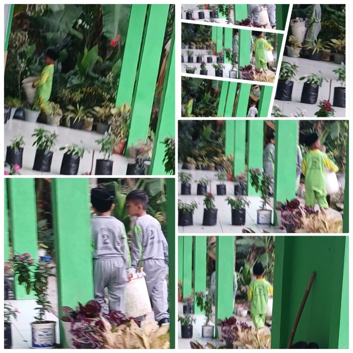 Rafa dan Teman-Teman Buang Sampah di Madrasah