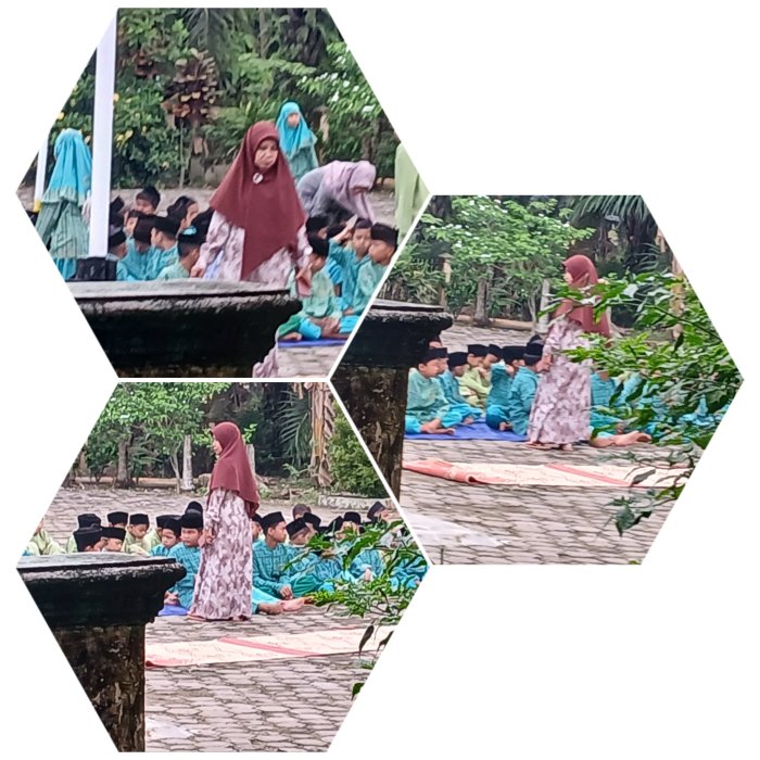 Wali Kelas MIN 2 Muaro Jambi Atur Posisi Duduk Yasinan