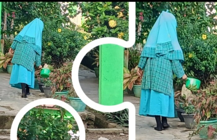 Siswa MIN 2 Muaro Jambi Siram Tanaman untuk Percantik Madrasah