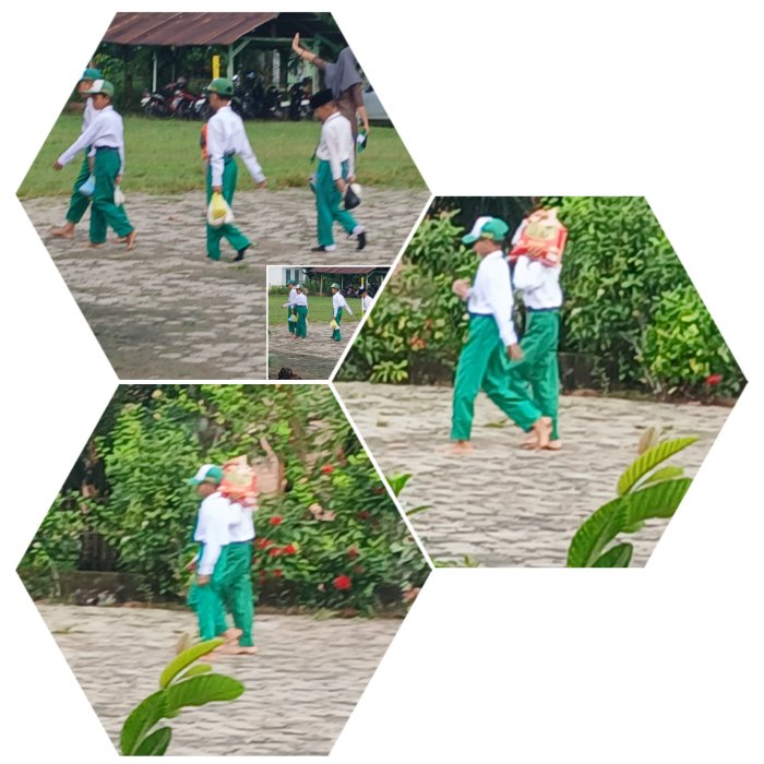 Siswa MIN 2 Muaro Jambi Salurkan Bantuan Beras untuk Keluarga Berduka