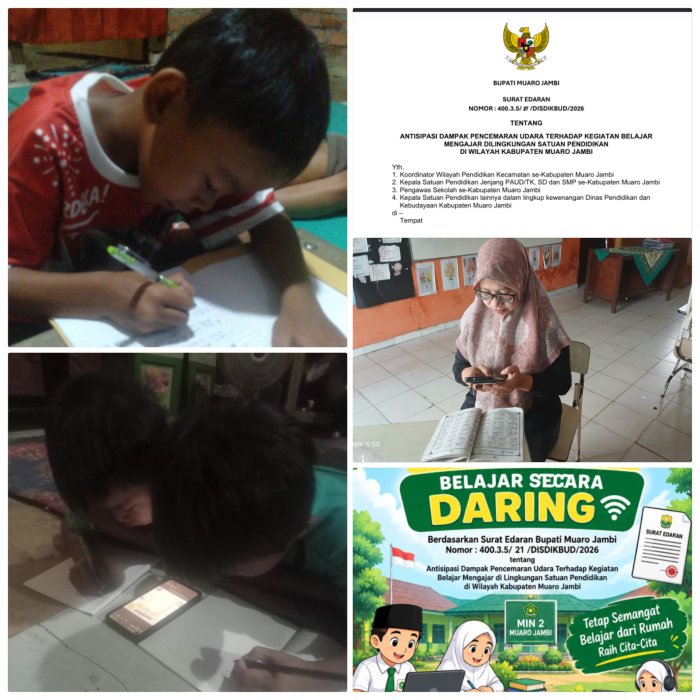 Siswa MIN 2 Muaro Jambi Terapkan Belajar Secara Daring Akibat Kabut Asap Siswa MIN 2 Muaro Jambi Terapkan Belajar Secara Daring Akibat Kabut Asap