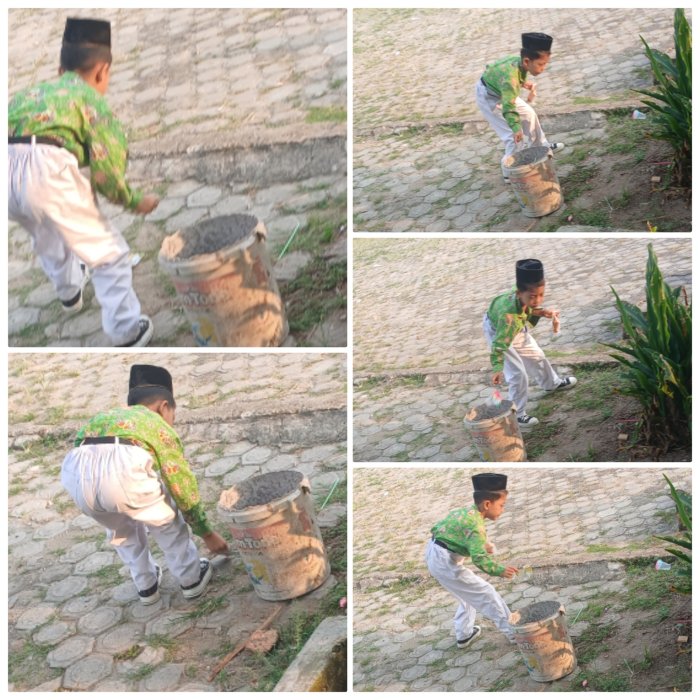 Memungut  Dan Buang Sampah Pada Tempatnya