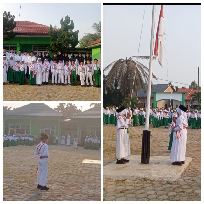 Siswa Kelas 4A MIN 2 Muaro Jambi Sukses Jalankan Upacara Bendera