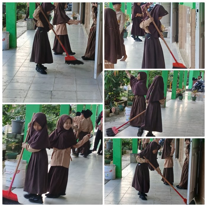 Siswa MIN 2 Muaro Jambi Rutin Jaga Kebersihan Sekolah