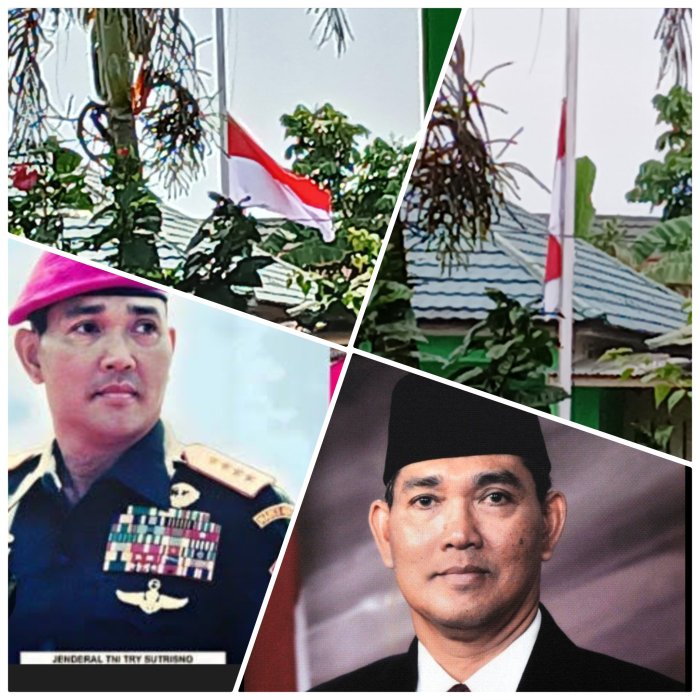 Warga Muaro Jambi Kibarkan Bendera Setengah Tiang Hormati Tri Sutrisno Warga Muaro Jambi Kibarkan Bendera Setengah Tiang Hormati Tri Sutrisno