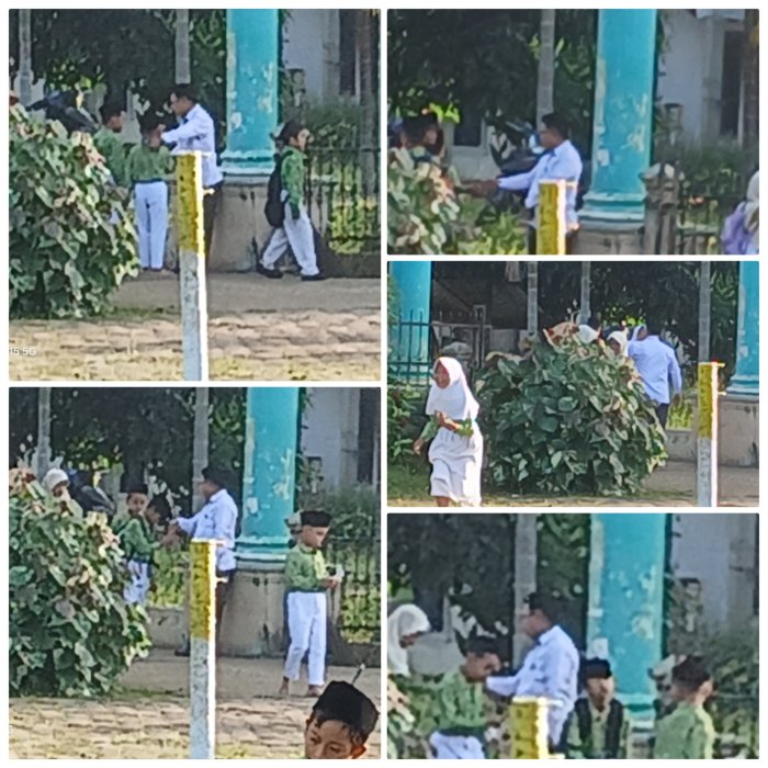 Askuri,Guru Piket Min 2 Muaro Jambi Sambut Siswa di Gerbang Madrasah.