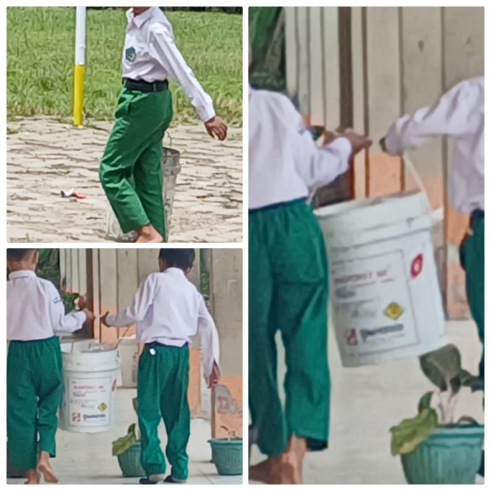 Hafiz dan Revan Ajak Siswa Jaga Kebersihan MIN 2 Muaro Jambi