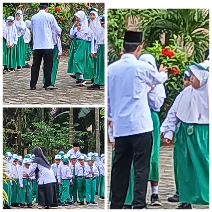 Wali Kelas MIN 2 Muaro Jambi Persiapkan Siswa Upacara Bendera