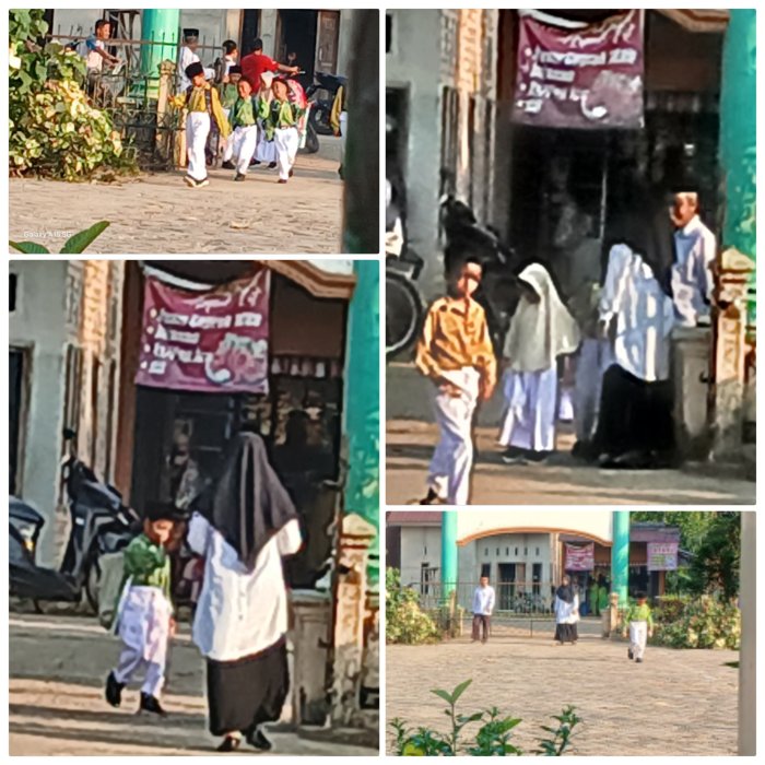 H Maksum dan Muspidah  Guru Piket Sambut Siswa Hadir di MIN 2 Muaro Jambi