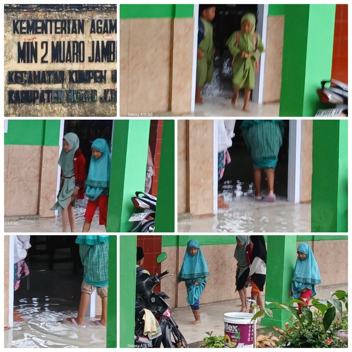 Banjir Rendam MIN 2 Muaro Jambi, Siswa Dipulangkan Awal