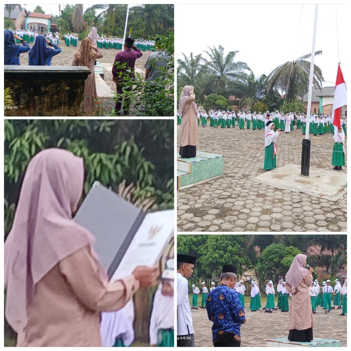 Dewi Yati Martini Pimpin Upacara di Madrasah Desa Tarikan Muaro Jambi