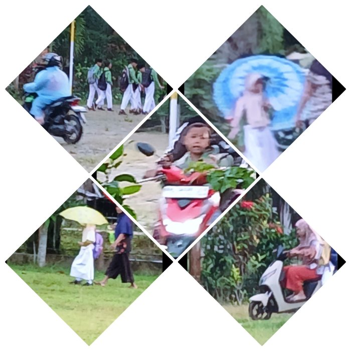 Siswa MIN 2 Muaro Jambi Tetap Semangat di Tengah Hujan