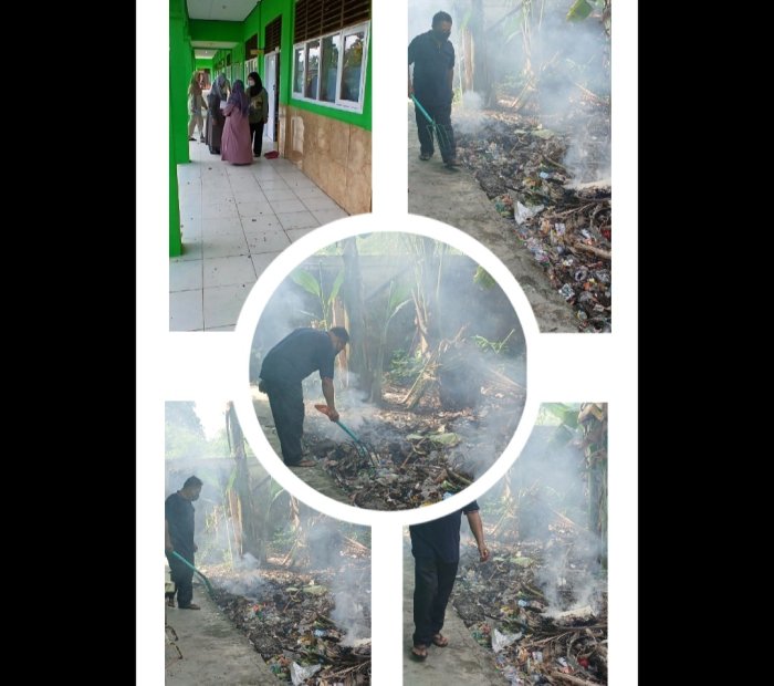 Staf MIN 2 Muaro Jambi Bakar Sampah Saat Libur Semester