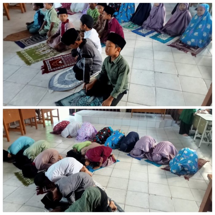 Wali Kelas MIN 2 Muaro Jambi Bimbing Sholat Dhuha