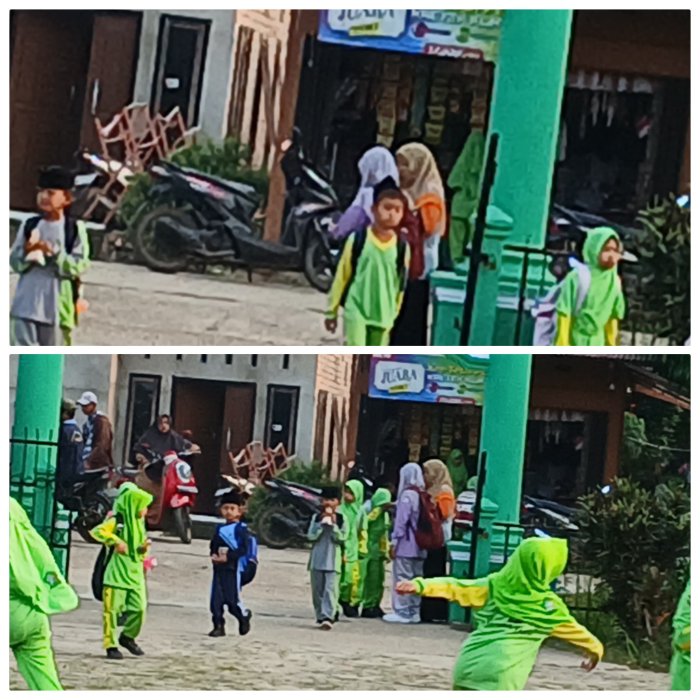 Guru Piket  Sambut Kehadiran Siswa di Gerbang Madrasah