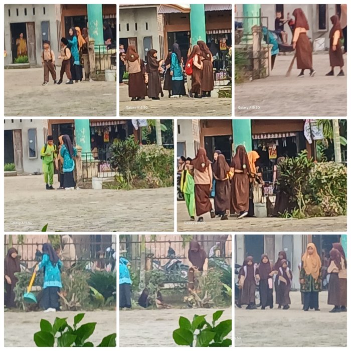 Bersama Guru Piket MIN 2 Muaro Jambi  Dan Siswa Gerak Aksi Bersihkan 