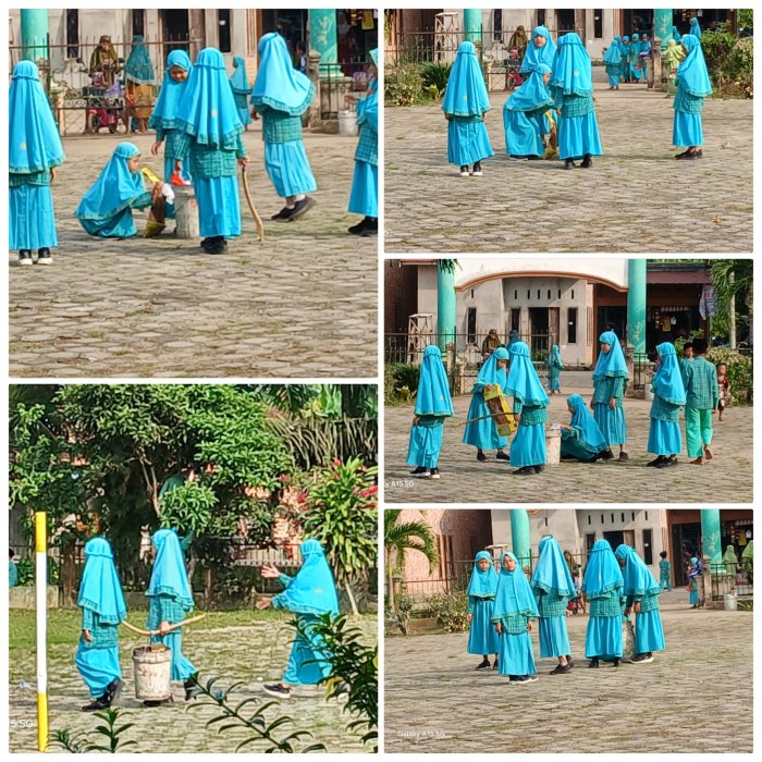 Siswa Kelas 4 MIN 2 Muaro Jambi Gelar Aksi Bersihkan Madrasah