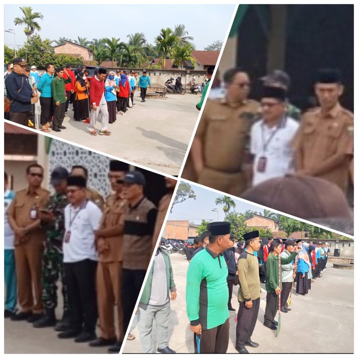 Di dampingi kamad,Guru Min 2 Muaro Jambi Ikuti Gerakan Bersih-Bersih Masjid Desa Pudak 