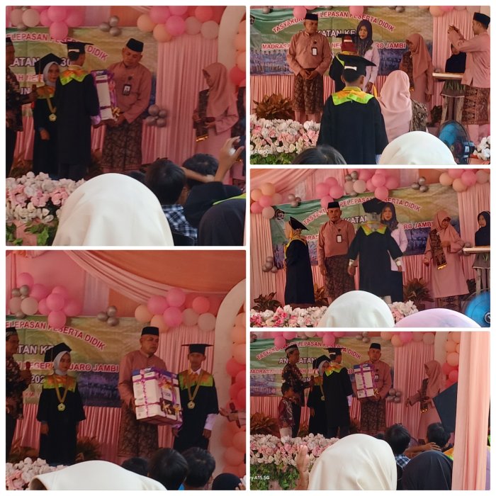 Siswa Kelas 6 MIN 2 Muaro Jambi Serahkan Kado Perpisahan