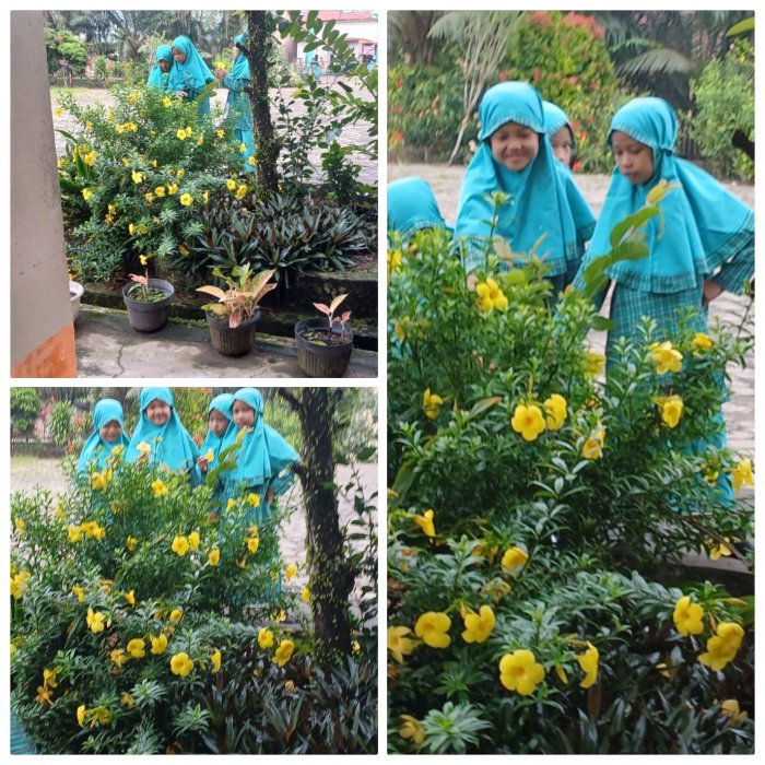 Siswa Kelas 3A Percantik Kelas dengan Bunga Segar