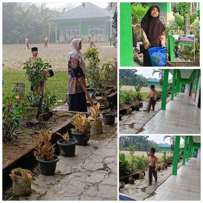 Siswa MIN 2 Muaro Jambi Lakukan Operasi Semut di Dampingi wali kelas