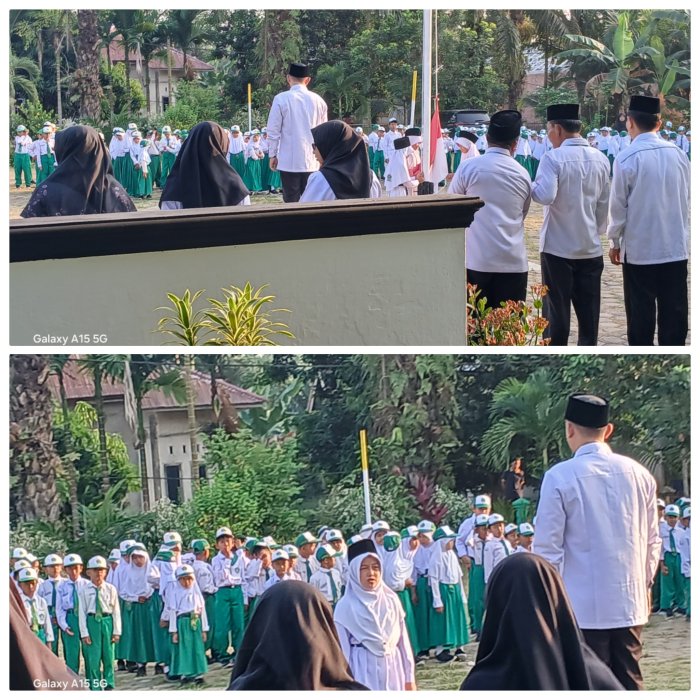 Kamad Sambut Siswa di Gerbang Madrasah Pagi Hari