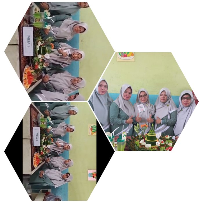 Lima Guru MIN 2 Muaro Jambi Ikuti sesi photo Lomba Nasi Tumpeng