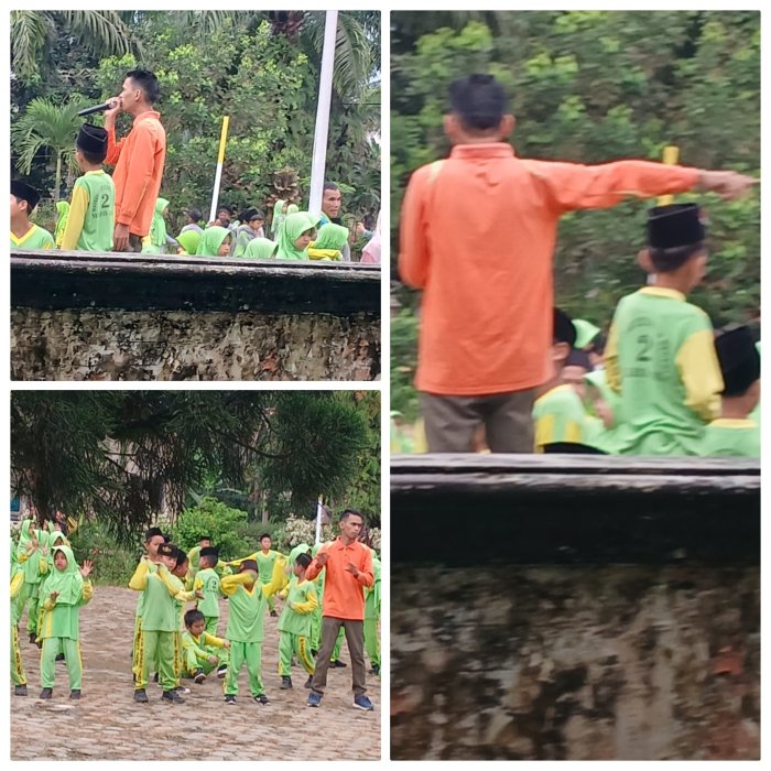 Waka kesiswaan MIN 2 Muaro Jambi Siapkan Peserta Senam di Hari Cerah