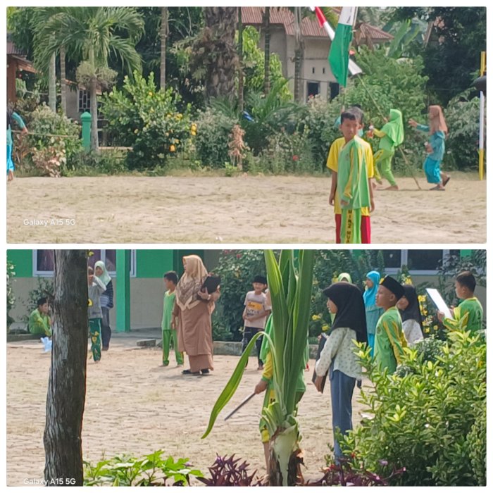 Guru Kelas 4A Latih Siswa Persiapan Upacara Bendera