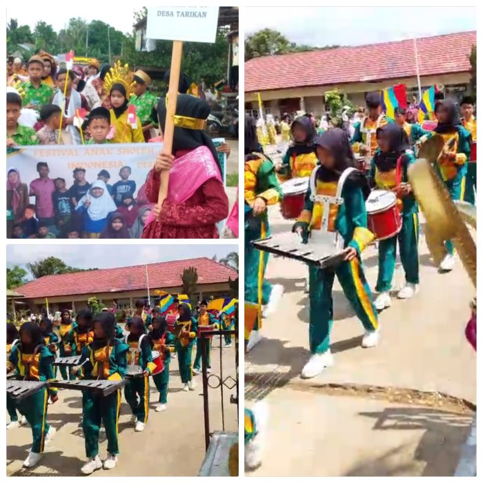 Drumband Meriahkan Pawai Festival Anak Sholeh di Tarikan