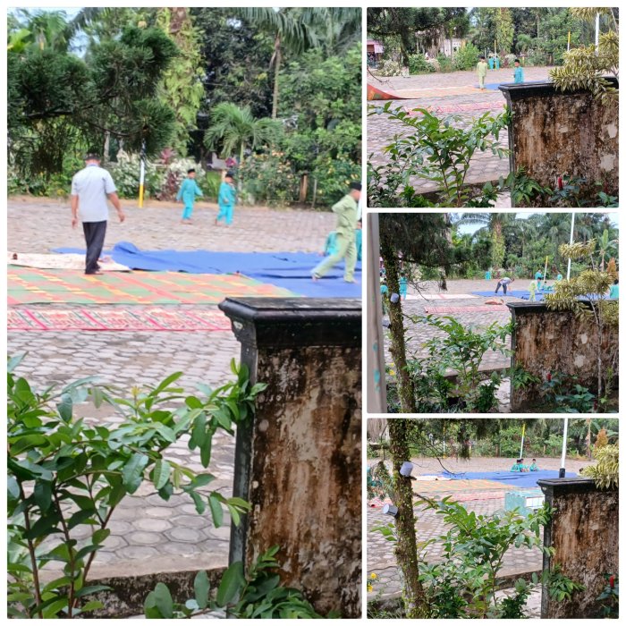 Zamroni Dampingi Siswa 3B Pasang Tikar untuk Bacaan Yasin