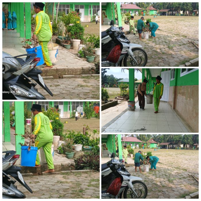 Siswa MIN 2 Muaro Jambi Lakukan Aksi Bersih Sampah Lingkungan Madrasah