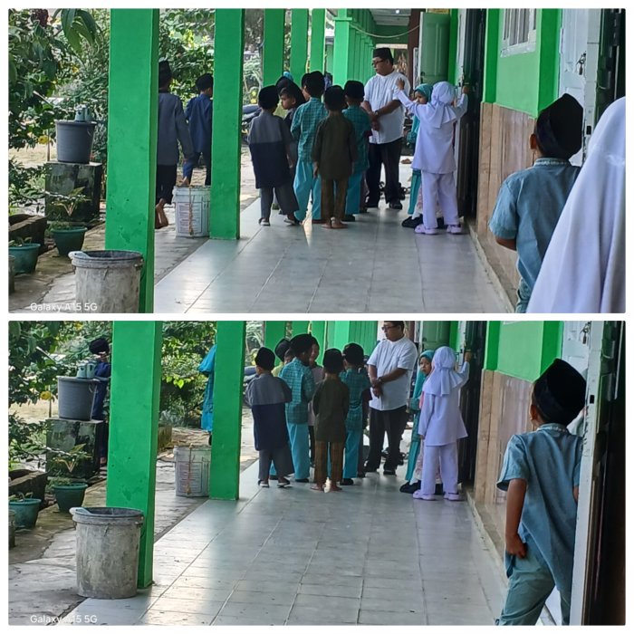 Wali Kelas MIN 2 Muaro Jambi Bimbing Siswa Baca Surat Pendek Wali Kelas MIN 2 Muaro Jambi Bimbing Siswa Baca Surat Pendek