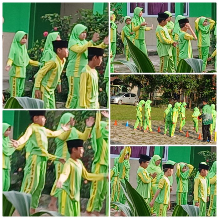 Siswa MIN 2 Muaro Jambi Lakukan Pemanasan Sebelum Olahraga